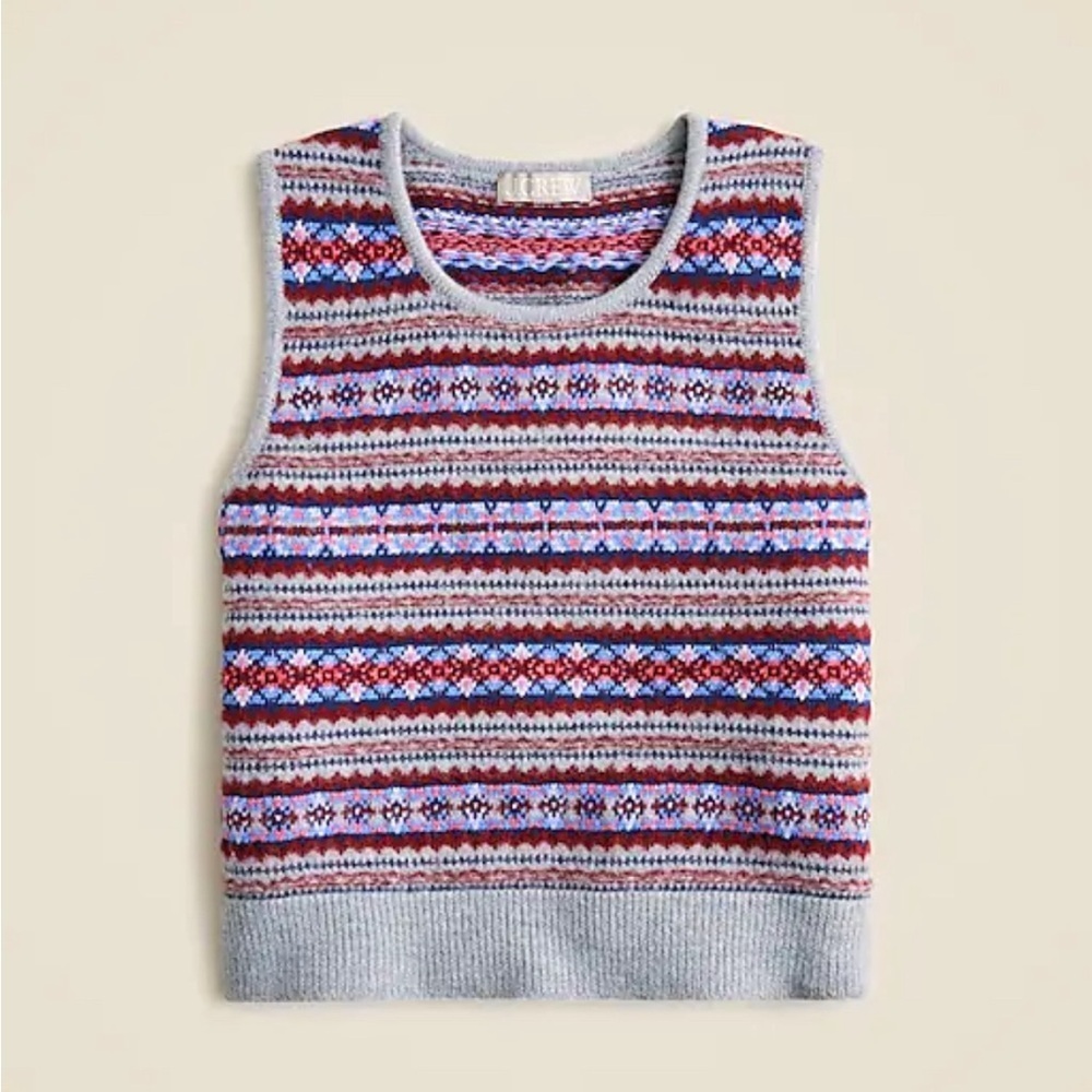 J. Crew Fair Isle sweater shell in boiled wool blend Large NWT